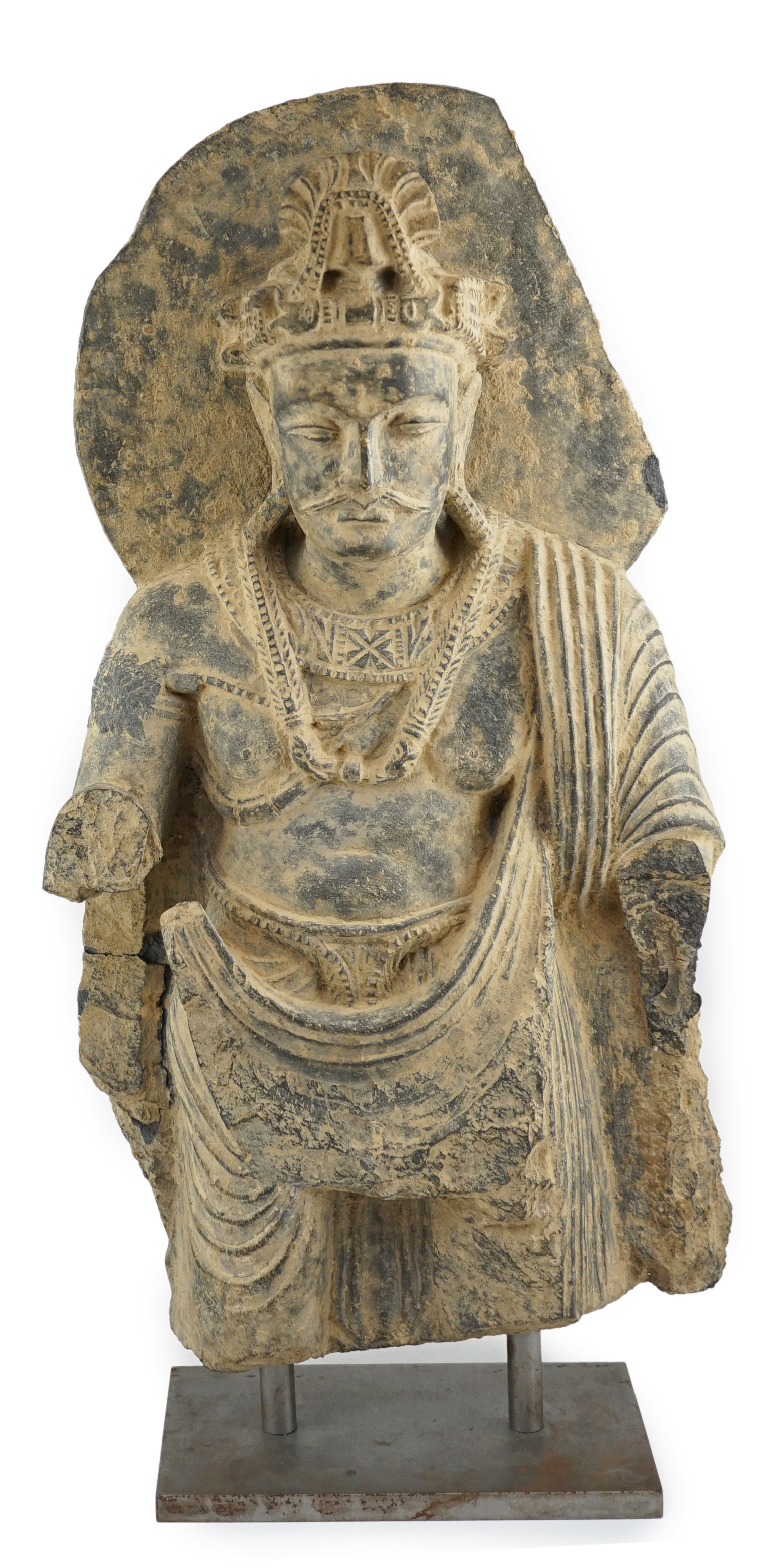 A large grey schist Bodhisattva figure, Gandhara, 2nd/3rd century A.D.